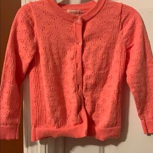 Orange eyelet cardigan